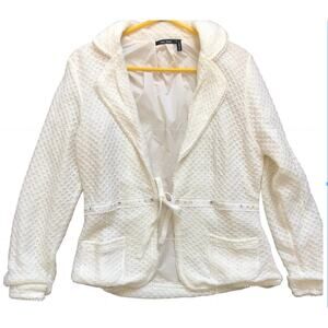 Vice Versa Ivory Wool Blend Blazer Sz L Career Business Preppy Classic Office